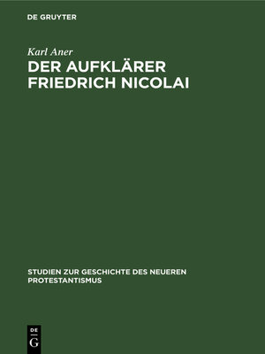 cover image of Der Aufklärer Friedrich Nicolai